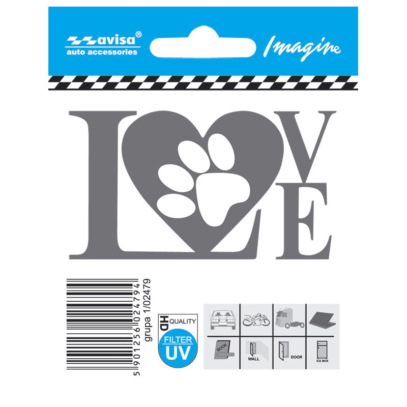 Avisa, stickers, LOVE paw, 7,7x4,4cm
