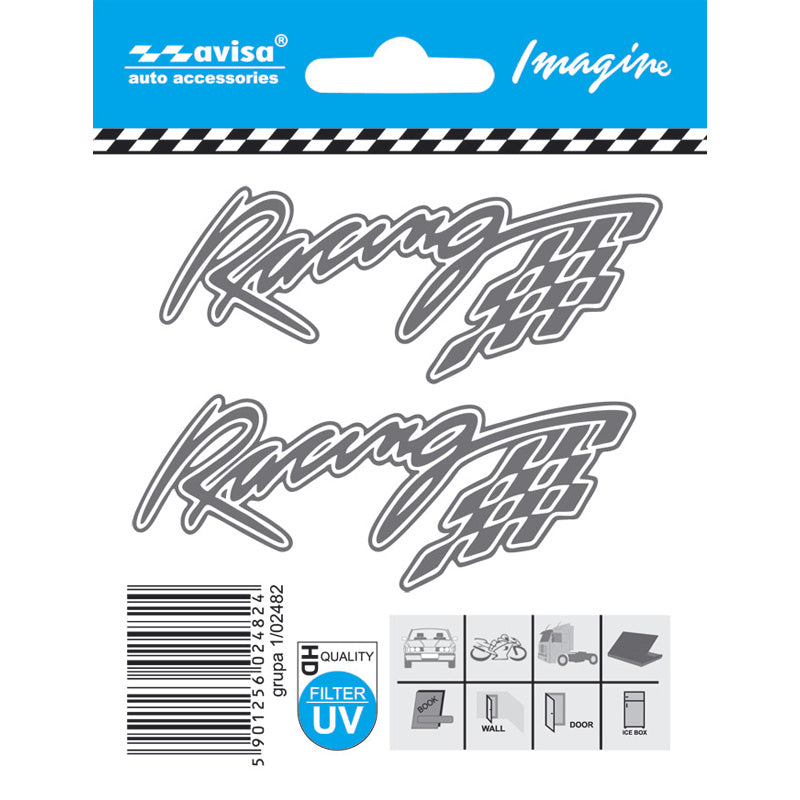 Avisa, stickers, Racing, 2 stk, 8,2x3,3 cm