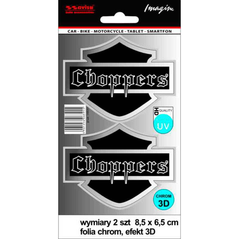 Avisa, stickers, 3D krom, 2 styk, 8,5 x 6,5cm