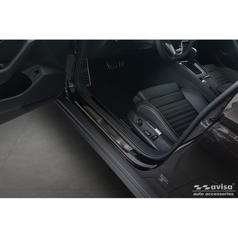 Avisa, Schwarz Edelstahl Einstiegsleisten passend für Volkswagen Passat 3G Limousine/Variant 2014-2023 - Lines - 4-teilig, Inox