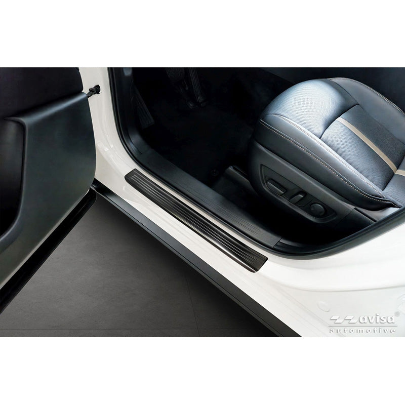 Avisa, Trinbeskytter, Sort rustfrit stål, 'Lines', 4 stk., passer til Mazda CX-80 (KL) (2024-)
