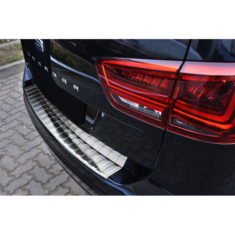 Avisa, Edelstahl Heckstoßstangenschutz passend für Seat Alhambra II / Volkswagen Sharan II 2010- Ribs, Silber