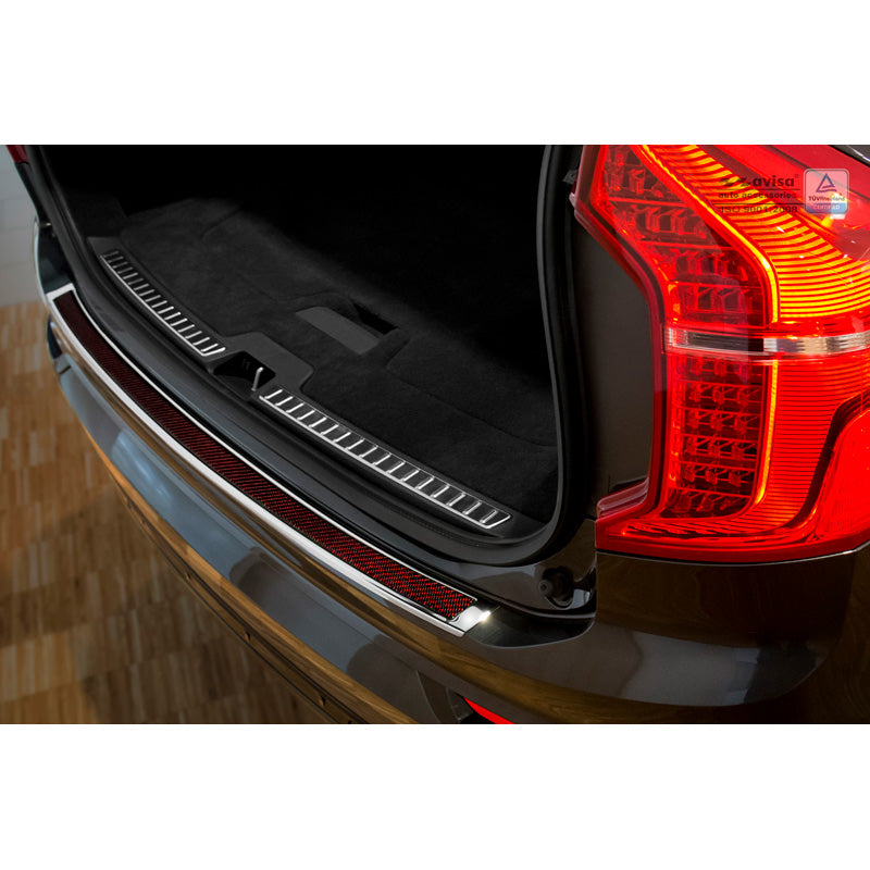 Avisa, Edelstahl Heckstoßstangenschutz Deluxe passend für Volvo XC90 2015- Chrom/Rot-Schwarz Karbon, Carbon, Edelstahl, Chrom, Carbon, Rot