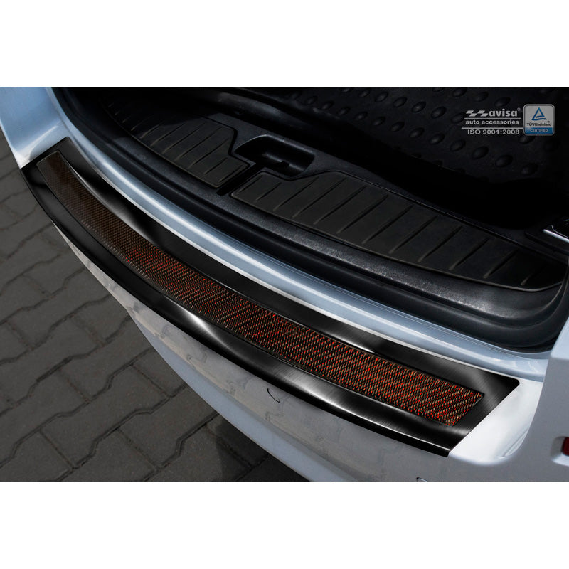 Avisa, Edelstahl Heckstoßstangenschutz Deluxe passend für BMW 5er F11 Touring 2010-2016 Schwarz/Rot-Schwarz Karbon, Carbon, Edelstahl, Carbon, Rot, Schwarz