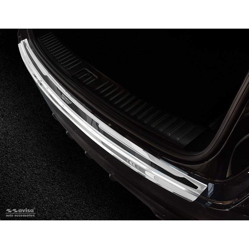Avisa, Edelstahl Heckstoßstangenschutz Deluxe passend für Porsche Cayenne III 2017- Performance Spiegelsilber/Schwarz Karbon, Carbon, Edelstahl, Carbon, Silber
