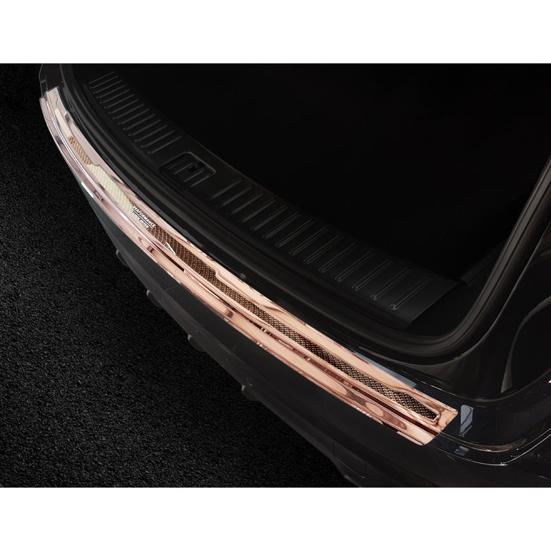 Avisa, Edelstahl Heckstoßstangenschutz Deluxe passend für Porsche Cayenne III 2017- Performance Brushed Kupfer/Kupfer Karbon, Carbon, Edelstahl, Carbon, Kupfer