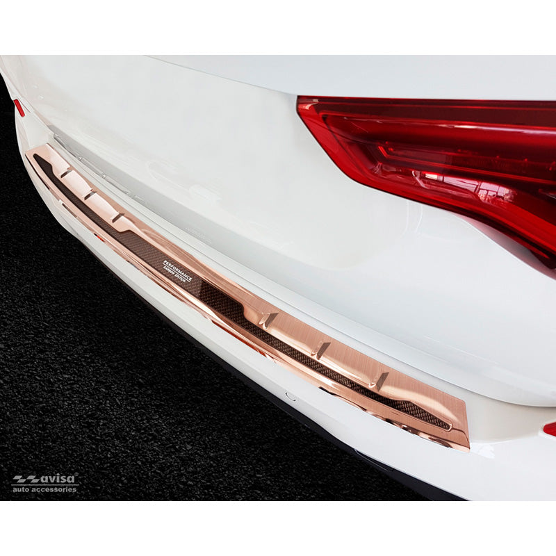 Avisa, Edelstahl Heckstoßstangenschutz Deluxe passend für BMW X3 G01 M-Paket 2017-2021 & FL 2021- Performance Brushed Spiegelkupfer/Kupfer Karbon, Carbon, Edelstahl, Carbon, Kupfer