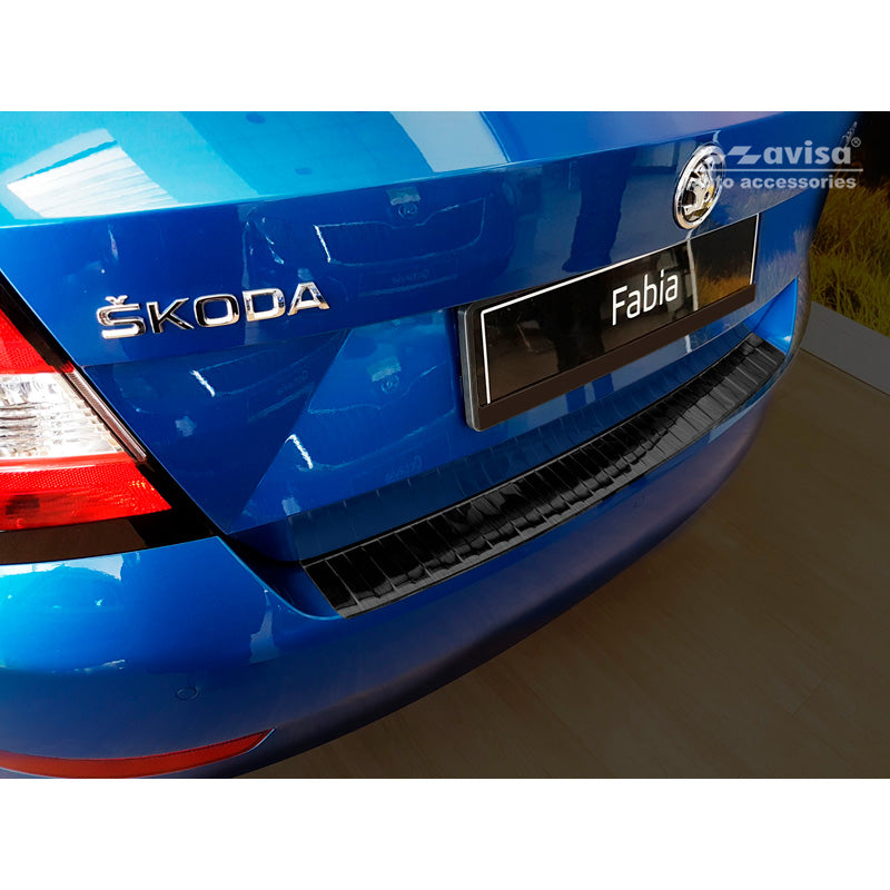 Avisa, Schwarz Edelstahl Heckstoßstangenschutz passend für Skoda Fabia III HB 5-türer Facelift 2018-2021 Ribs