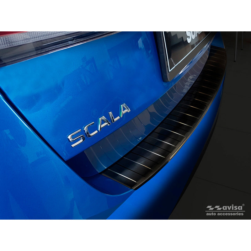 Avisa, Schwarz Edelstahl Heckstoßstangenschutz passend für Skoda Scala 2019-2024 & Facelift 2024- Ribs