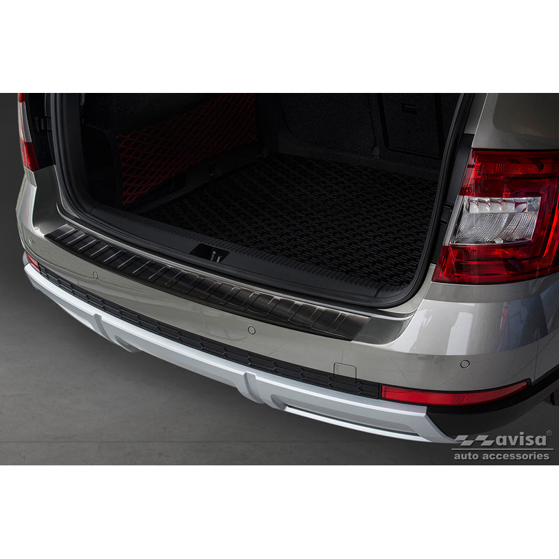 Avisa, Schwarz Edelstahl Heckstoßstangenschutz passend für Skoda Octavia III Scout 2014-2020 Ribs