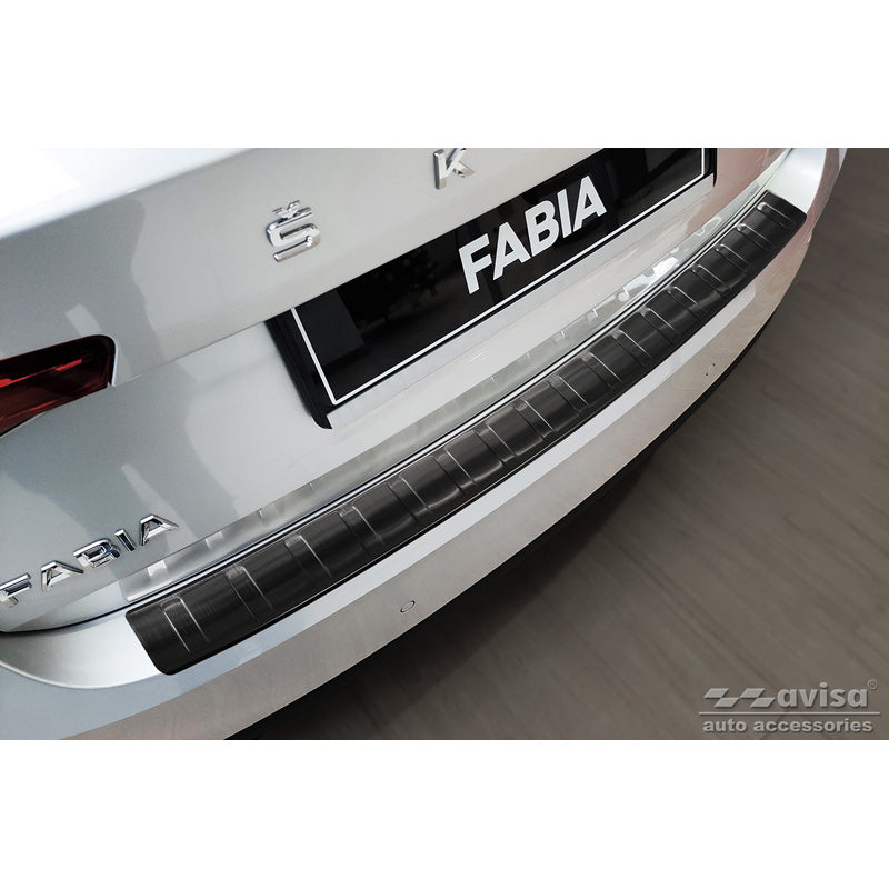 Avisa, Schwarz Edelstahl Heckstoßstangenschutz passend für Skoda Fabia IV Hatchback 2021- Ribs