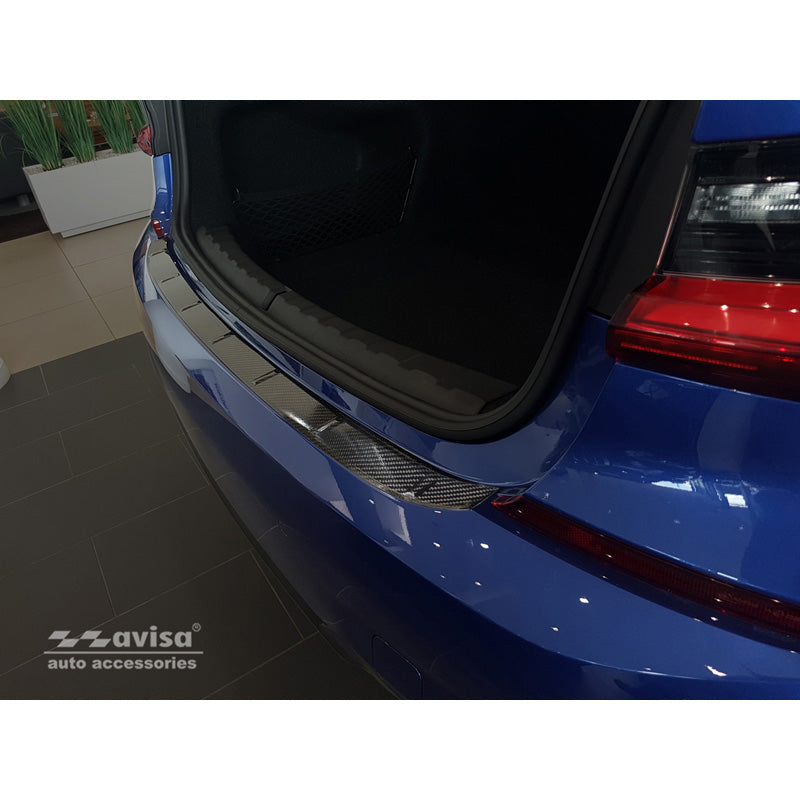 Avisa, Echtes 3D Karbon Heckstoßstangenschutz passend für BMW 3er G20 Limousine M-Paket 2019-, Carbon, Carbon, Schwarz