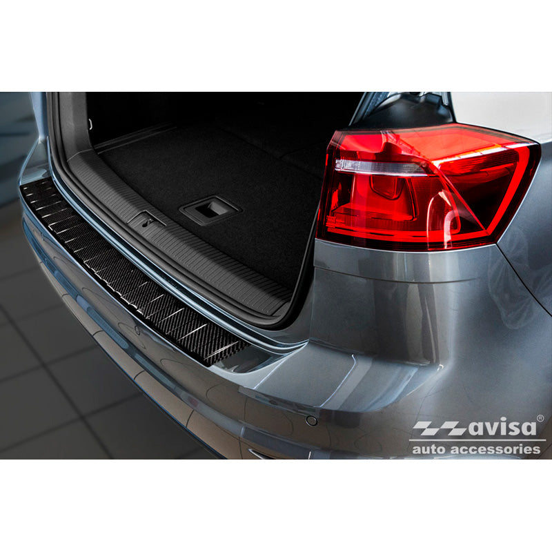 Avisa, Echtes 3D Karbon Heckstoßstangenschutz passend für Volkswagen Golf Sportsvan 2014-2017 & FL 2017- Ribs, Carbon, Carbon, Schwarz