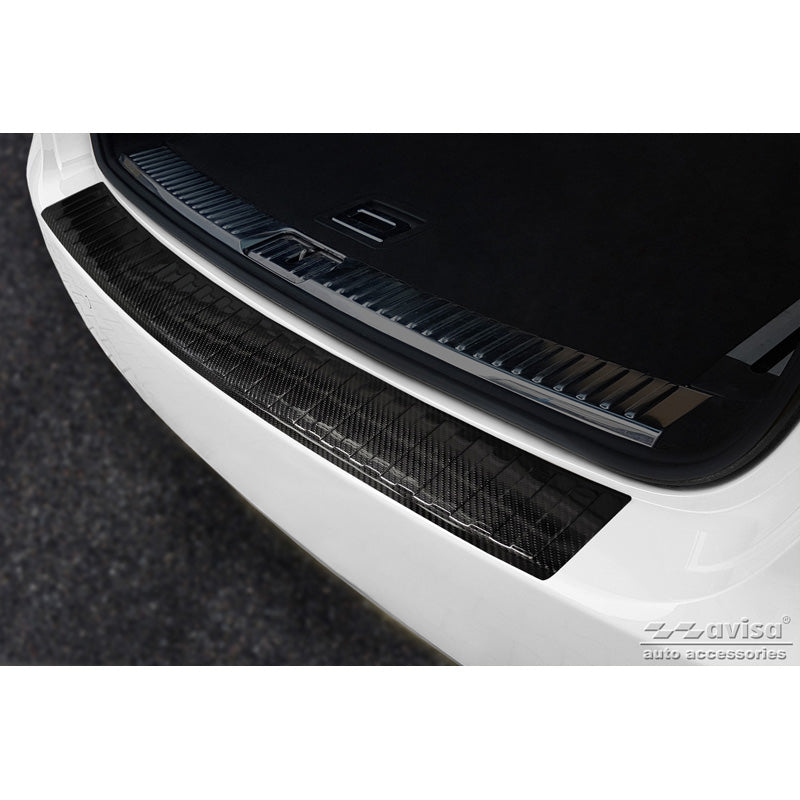 Avisa, Echtes 3D Karbon Heckstoßstangenschutz passend für Porsche Cayenne II 2010-2014 Ribs, Carbon, Carbon, Schwarz