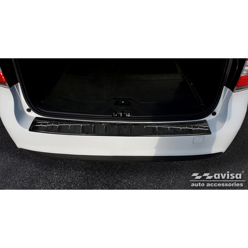 Avisa, Spiegelschwarz Edelstahl Heckstoßstangenschutz passend für Volvo V70 Facelift 2013-2016 Ribs, Chrom, Schwarz