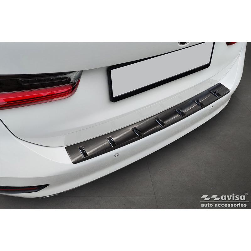 Avisa, Schwarz Edelstahl Heckstoßstangenschutz passend für BMW 3er (G21) Touring 2019-2022 STRONG EDITION, PU-Rim, Edelstahl