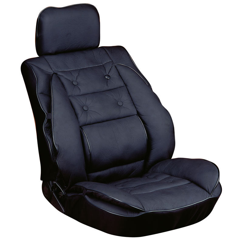 Carpoint, Cuscino Sedile Supporto Lombare, Aspetto Pelle Nero, 1 pezzo