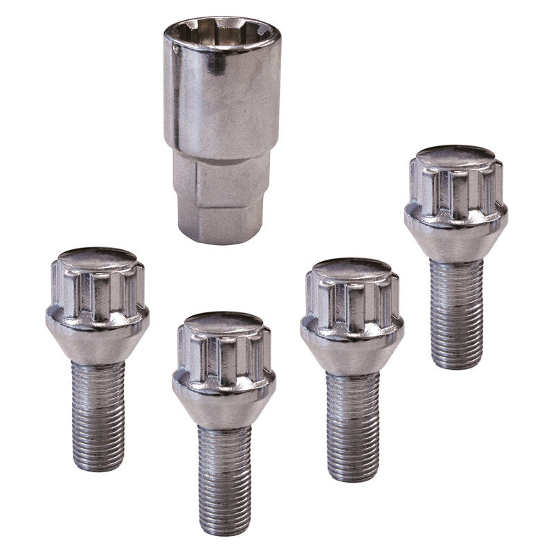 Carpoint, Bulloni Antifurto Ruote, Tipo B Conico, Set 4 pezzi, misura M12x1,5x26mm