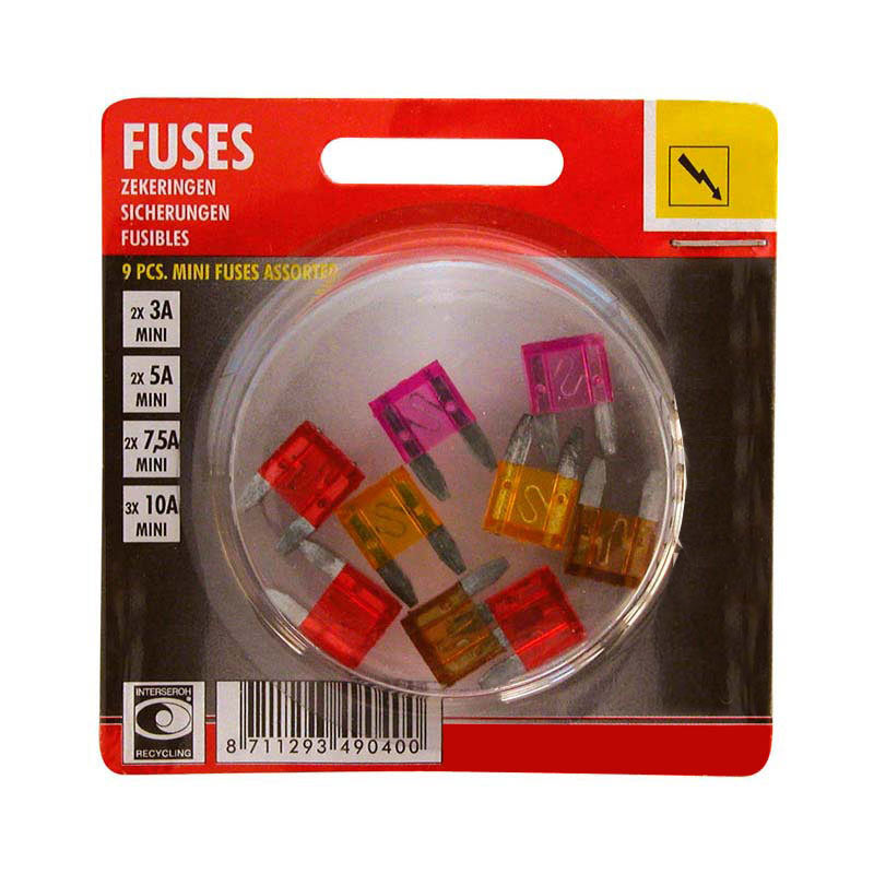 Carpoint, Kit Fusibili a Lama Mini, 9 pezzi