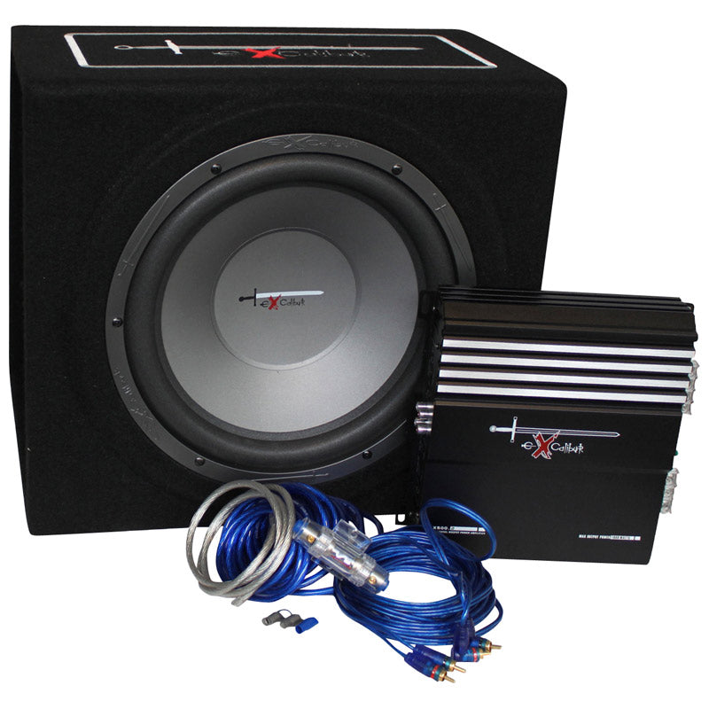 EXCALIBUR, Set Audio Auto Completo, X3 (BoomBox 1000W/ Amplificatore 2 Canali/ Set di Cavi)