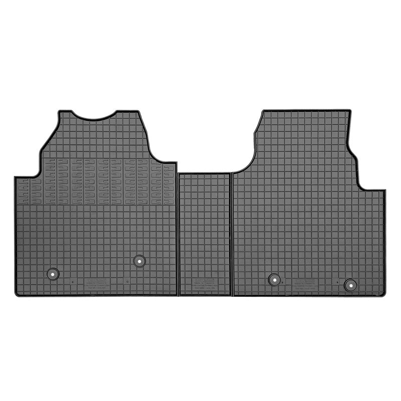 CIKCAR Rubber car mats set suitable for Ford Tourneo / Transit Custom (V710) 2023- & Volkswagen T7 Transporter (3-pieces + fixing system)