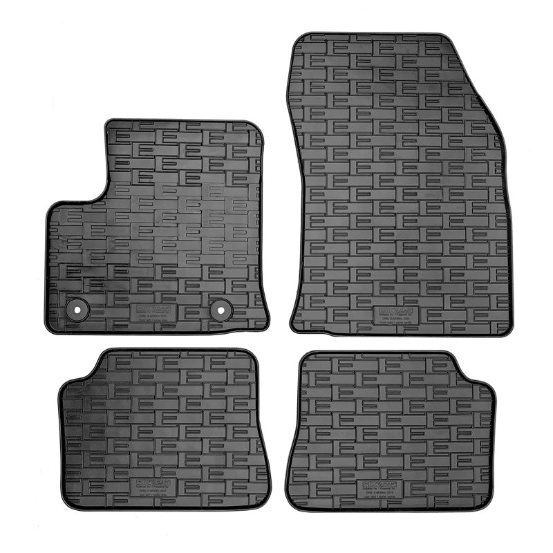 CIKCAR Rubber car mats set suitable for Opel Mokka-e 2020- (4-pieces + fixing system)