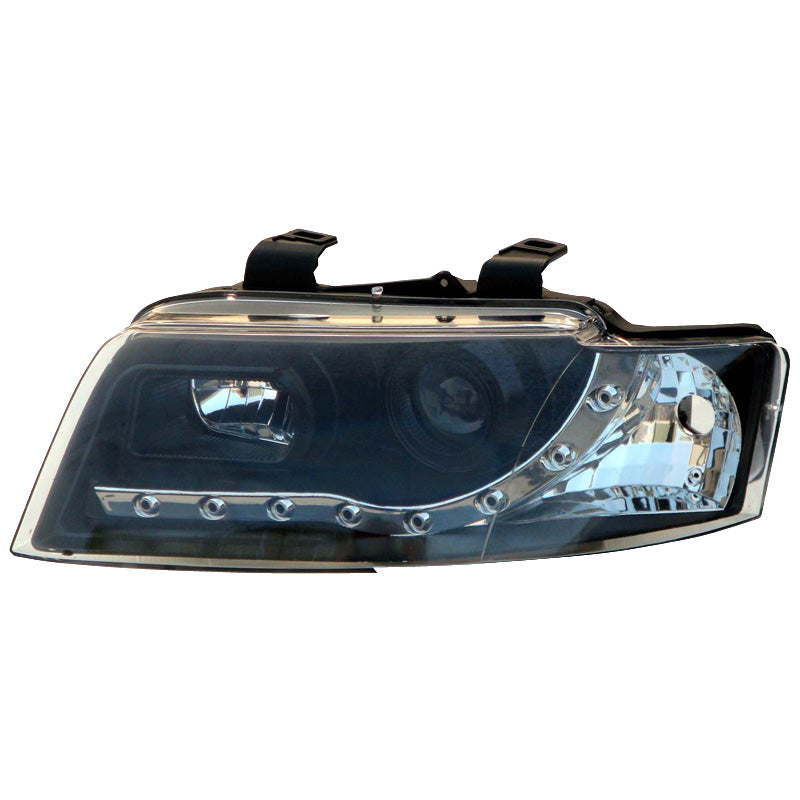 Forlygter, DRL-Look passer til Audi A4 8E/B6 2001-2004 - sort