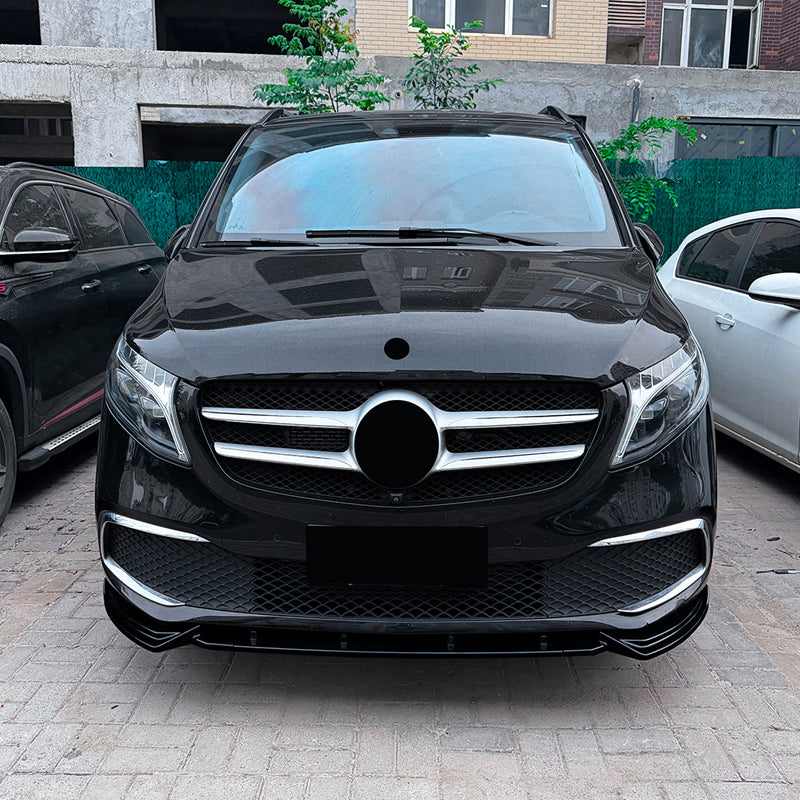 AutoStyle, Frontspoiler, Blank sort ABS, passer til Mercedes V-Class (W447) SE (2019-2023)