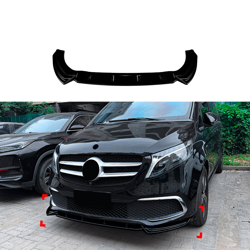 AutoStyle, Frontspoiler, Blank sort ABS, passer til Mercedes V-Class (W447) SE (2019-2023)