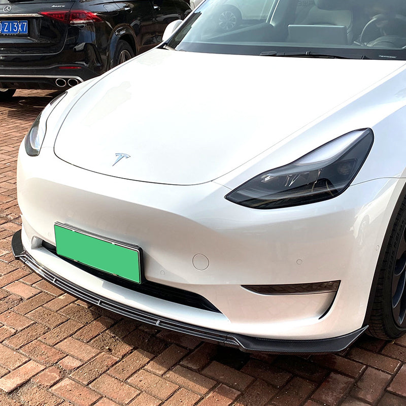AutoStyle, Frontspoiler lip, Passer til Tesla Model Y 2019-, Glossy Black ABS, 3-delt