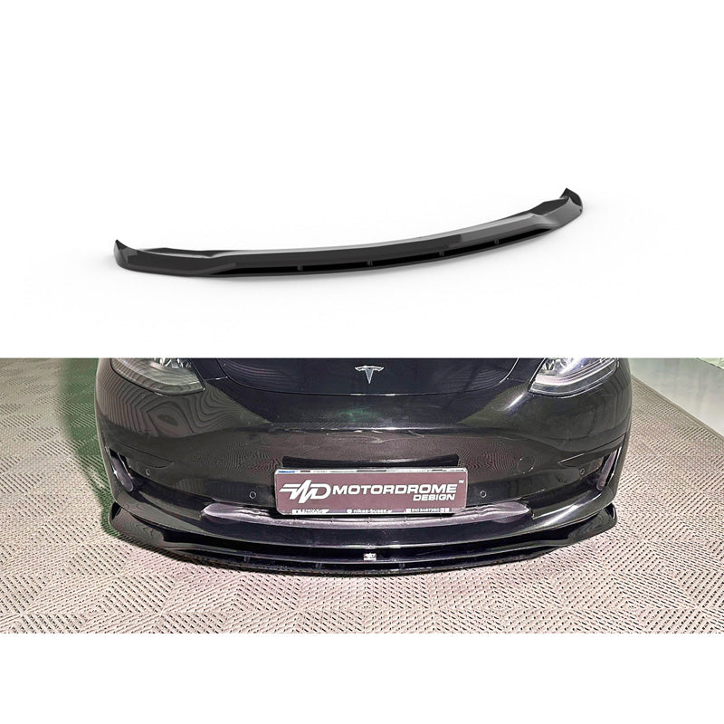 Motordrome, Frontspoiler V.2, Passer til Tesla Model 3 2017-2023, ABS Glans Sort