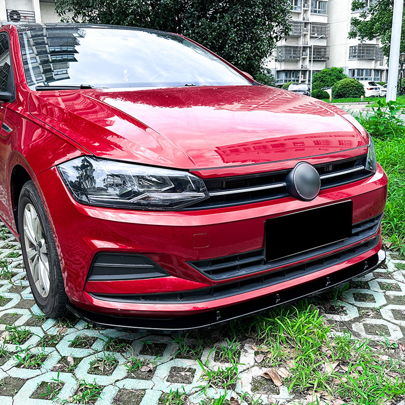 AutoStyle, Front spoiler lip, Glossy sort ABS, Passer til Volkswagen Polo (AW) 2017-, ekskl. R-Line/GTi, 3-delt