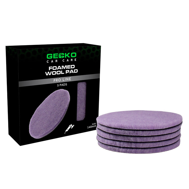 Gecko, Foamed Wool Pads, 140mm, 5-pak, Effektiv polering til hårde overflader