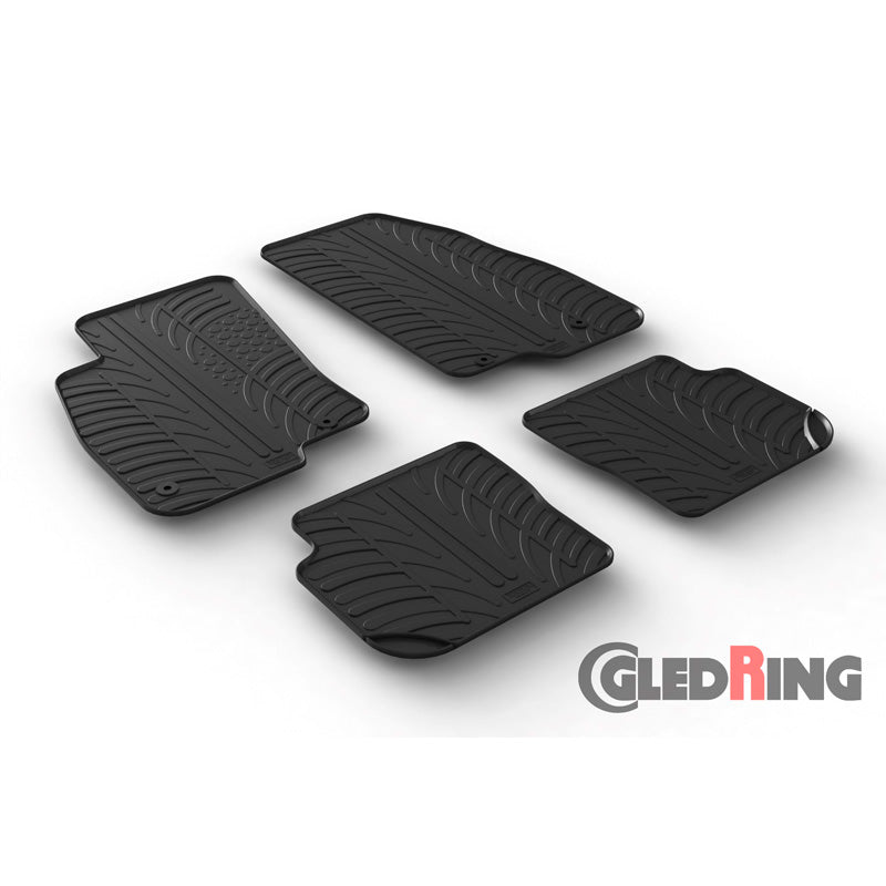 Gledring, Gummimåtter, passer til Fiat Punto 2014- (T profile 4-dele + klips)