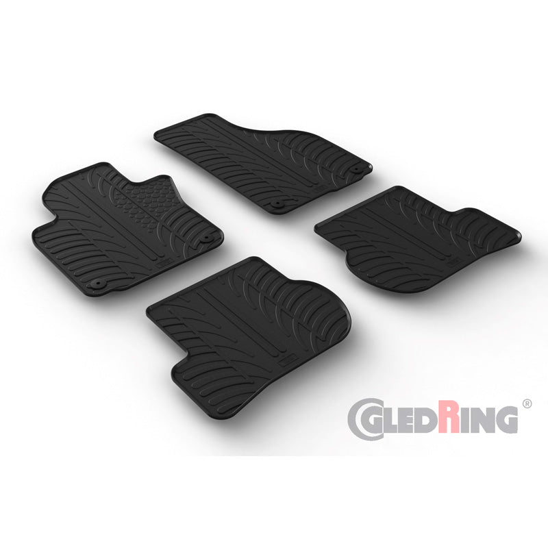 Gledring, Gummimåtter, passer til Skoda Octavia II 2004-2012 (T profile 4-dele + klips)