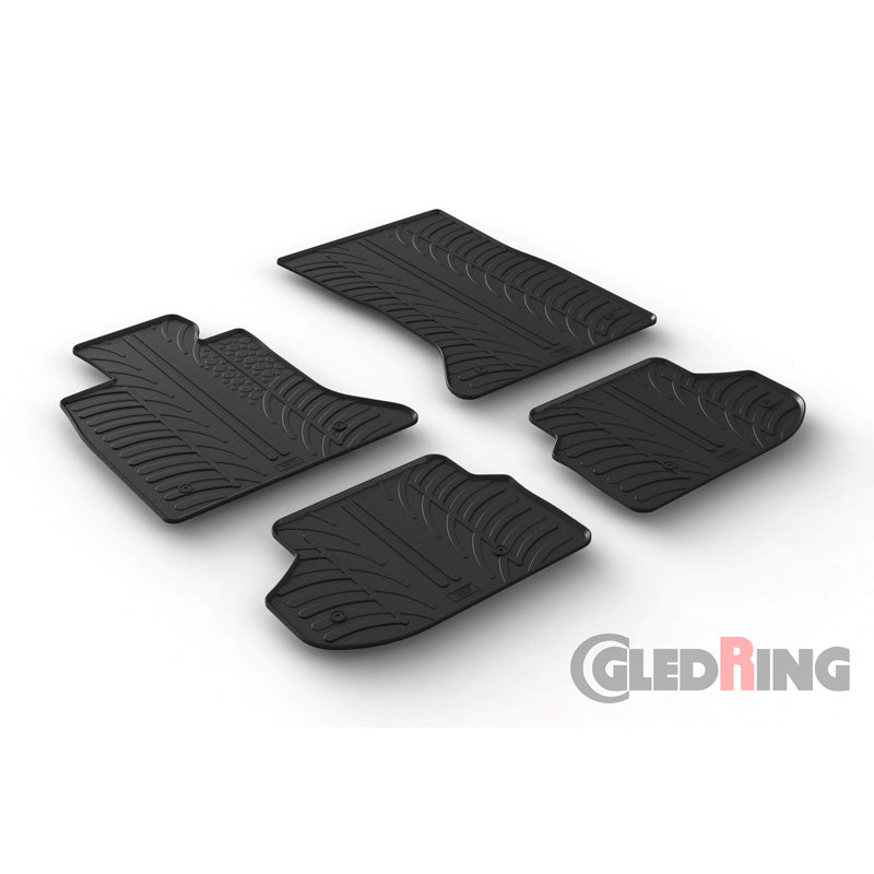 Gledring, Gummimåtter, passer til BMW 5 Series F10/F11 2010-2016 (T profile 4-dele + klips)