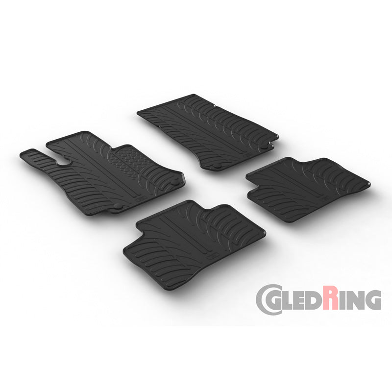 Gledring, Gummimåtter, passer til Mercedes GLC X253 2015-2022 & GLC Coupe C253 2016-2022 (T profile 4-dele + klips)