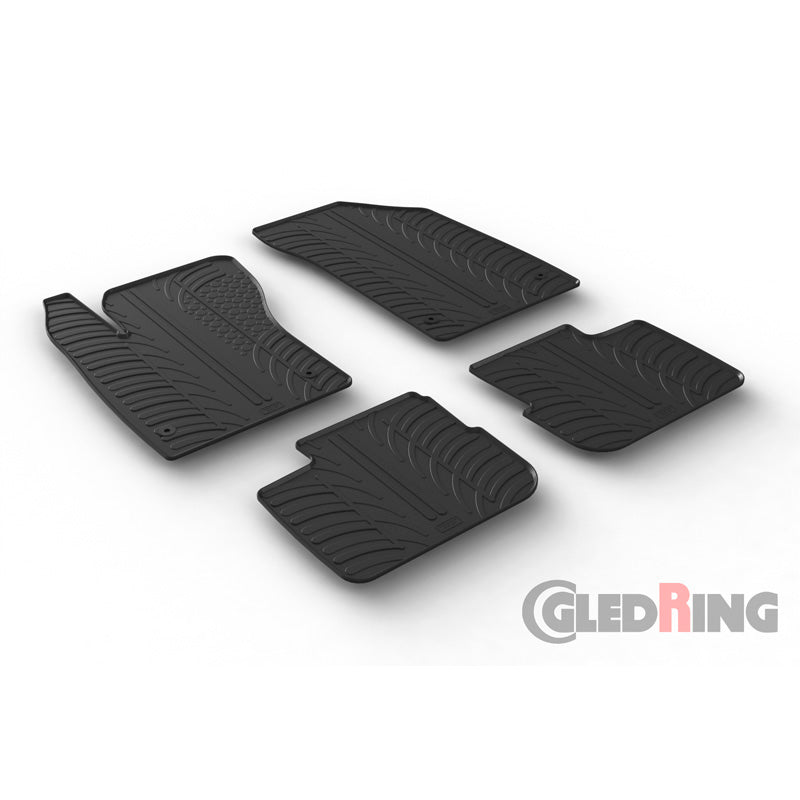 Gledring, Gummimåtter, passer til Fiat Tipo Sedan 2016- (manual) (T profile 4-dele + klips)