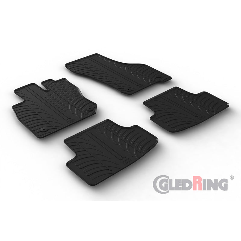 Gledring, tappetini in gomma, adatti a Volkswagen Golf VIII eTSI HB 5 porte & Variant 2020- (profilo a T 4 pezzi + clip)