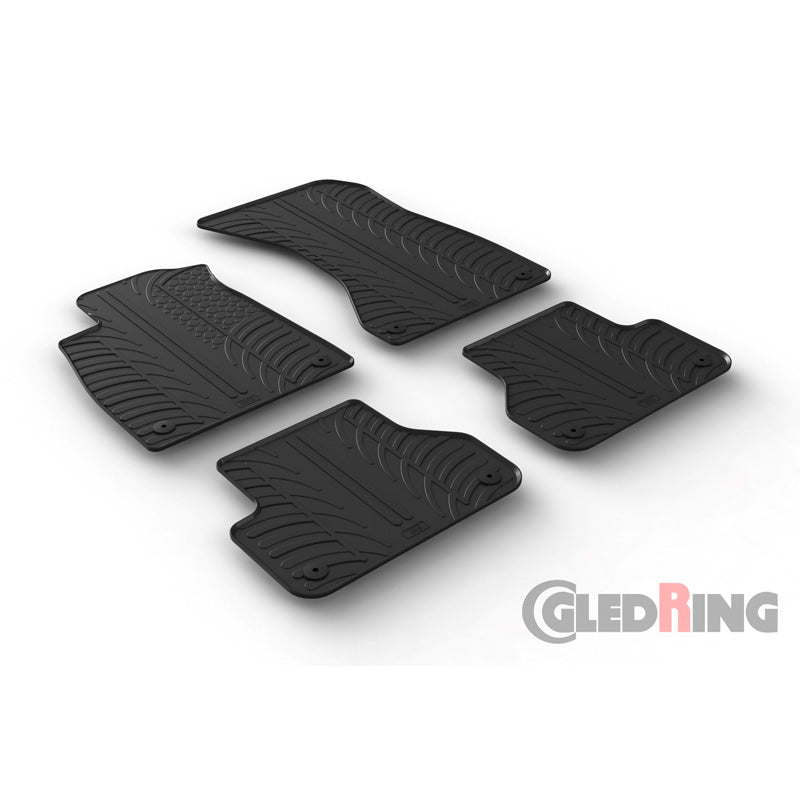 Gledring, Gummimåtter, passer til Audi A5 Sportback 12/2016- (T profile 4-dele + klips)