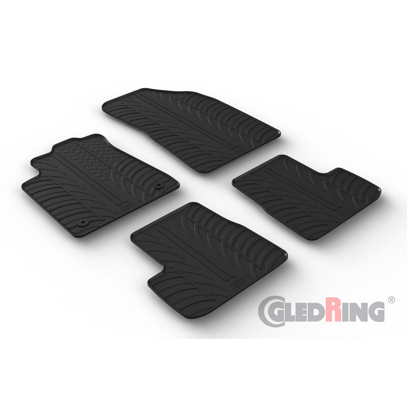 Gledring, Gummimåtter, T-profil, Passer til Citroen C3 IV 2024- excl. e-C3, 4 dele + monteringsklips