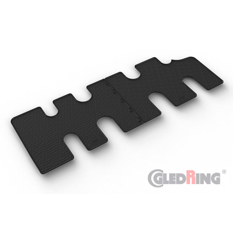 Gledring, Gummimåtter, Passer til Fiat Talento 2016-, Renault Trafic 2014-2019, Opel Vivaro 2014-2019, Nissan NV300 2016- (Bus, 3. række), G-profil – 2 dele + monteringsklip