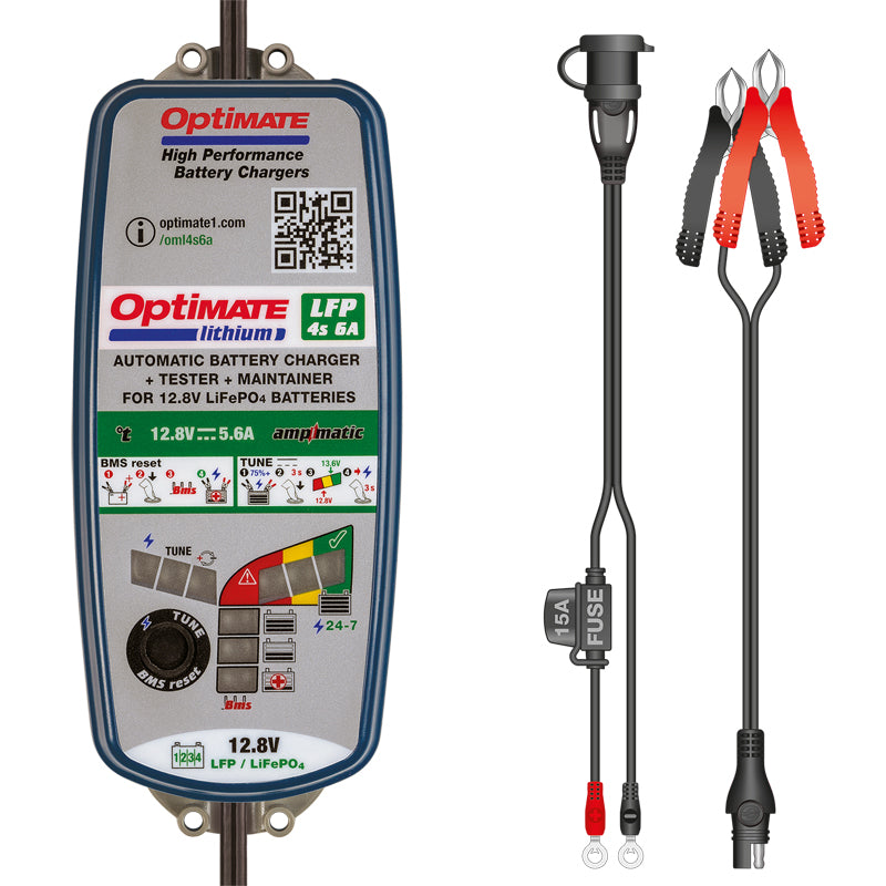 OptiMate, Batterioplader, Lithium 4s 6-Amp, passer til LiFePO4 (LFP) batterier