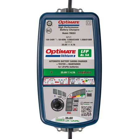 OptiMate, Batterioplader, Lithium 8s 5-Amp, passer til LiFePO4/LFP batterier 25.6V/26.4V