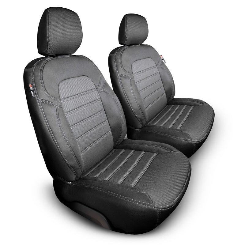 otoM, Original Design Sitzbezüge aus Stoff 1+1 passend für Volkswagen T5 2003-2015, Textil, Schwarz
