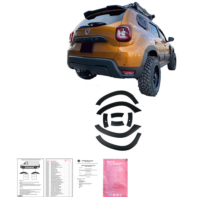 OneWay, Komplet karosserikit, Mat Sort, Passer til Dacia Duster II 2018-2024 med Park Assist, 12-dele