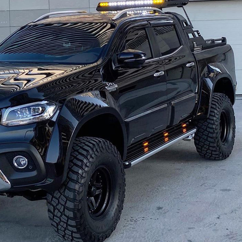 OneWay, Fender Flares sæt, Glanssort, Passer til Mercedes X-Class W470 (2017-), Jumbo – 4 dele