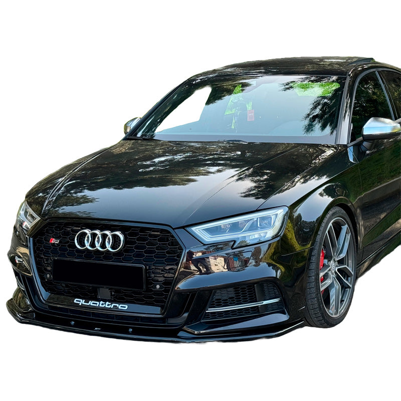 OneWay, Frontspoiler, Glansfuld sort, Passer til Audi S3 8V Sedan (2016-2020)