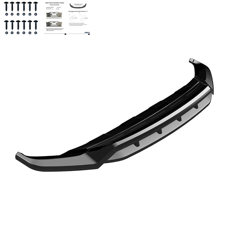 OneWay, Frontspoiler, Glossy Sort, Passer til Volkswagen Touareg III R-Line Facelift 2024-, 2-delt sæt
