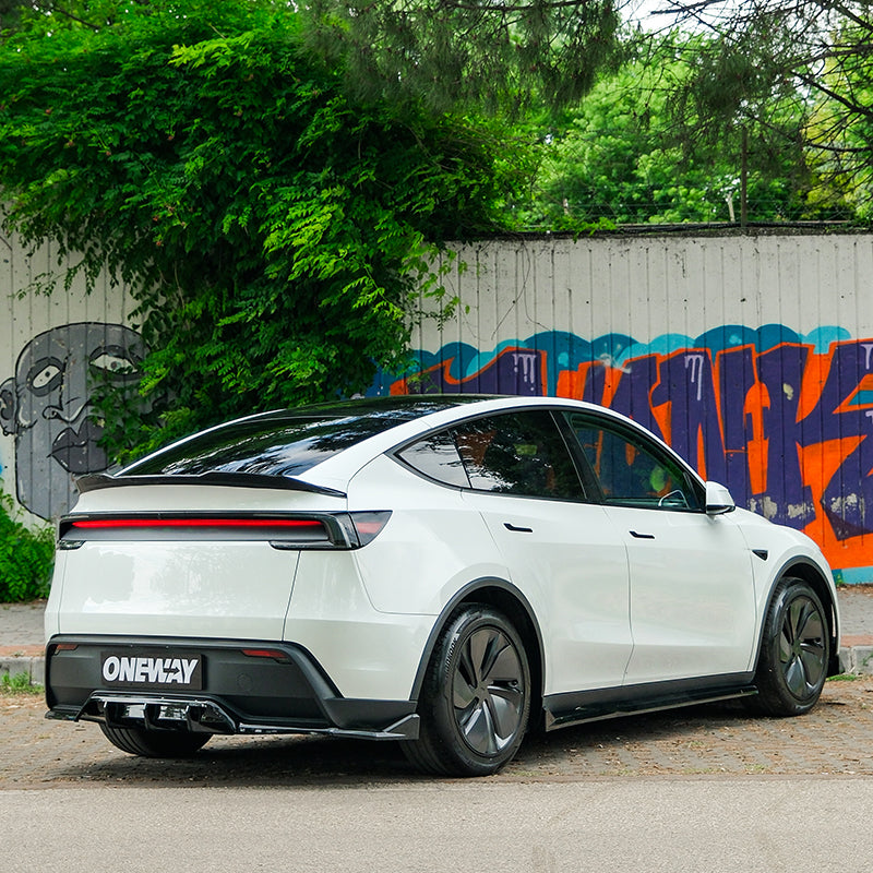 OneWay, Underlæbe, bag, Blank sort, passer til Tesla Model Y 'Juniper' FL (2025-)